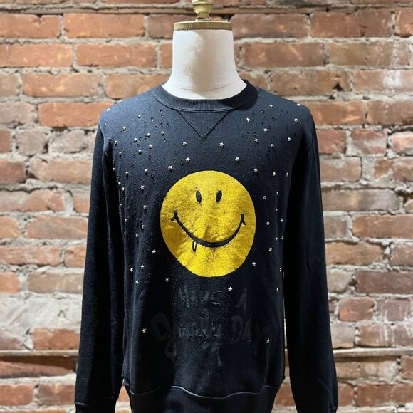 Coach 1941 Embellished “Have a Groovy Day” Smiley Sweater - Picture 1 of 11